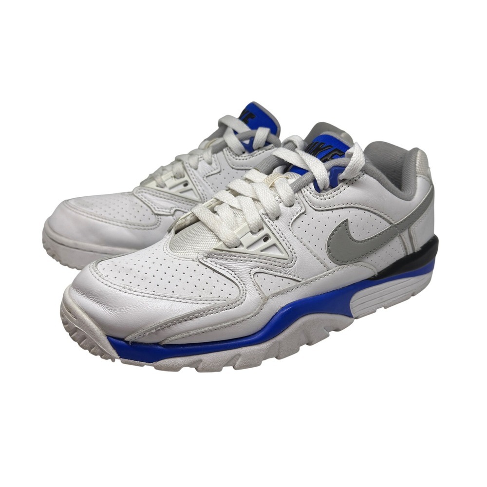 Nike Air‎ Men White Blue Leather Athletic Training Sneakers Shoes Size 7 US